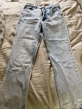 MOTHER Jeans High-Rise Rider Ankle Jeans in Paint on my Palette Acid Wash 90s